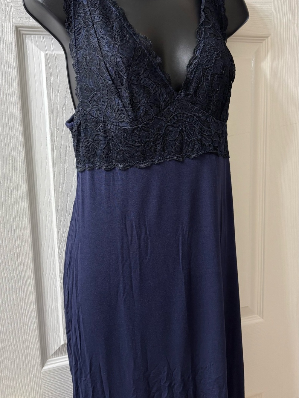 Tahari Navy Lace V-Neck Chemise